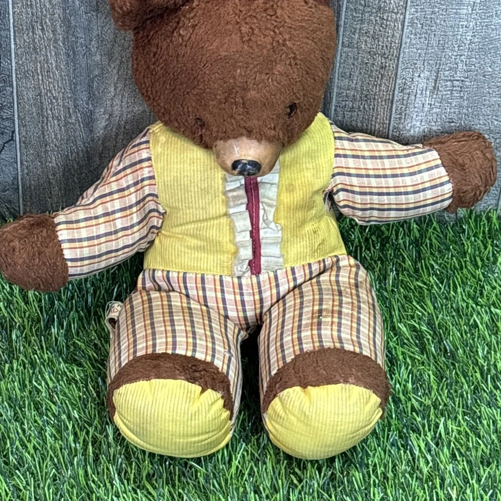Vintage Ideal Toy Company Teddy‎ Bear It's A Wonderful Toy Plaid Outfit USA